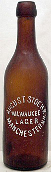 AUGUST STOEHR MILWAUKEE LAGER EMBOSSED BEER BOTTLE