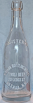 NASHUA BOTTLING WORKS TIVOLI BEER EMBOSSED BEER BOTTLE