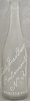 FRANK JONES BREWING COMPANY EMBOSSED BEER BOTTLE