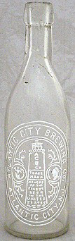 ATLANTIC CITY BREWING COMPANY EMBOSSED BEER BOTTLE