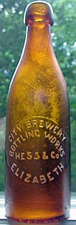 CITY BREWERY BOTTLING WORKS EMBOSSED BEER BOTTLE