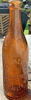 CITY BREWERY BOTTLING WORKS EMBOSSED BEER BOTTLE