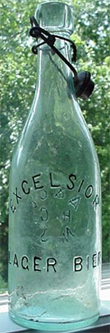 EXCELSIOR LAGER BIER EMBOSSED BEER BOTTLE