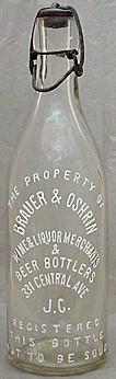 BRAUER & OSHRIN BEER BOTTLERS EMBOSSED BEER BOTTLE