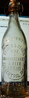 BRAUER & OSHRIN BEER BOTTLERS EMBOSSED BEER BOTTLE