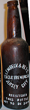 LEMBECK & BETZ EAGLE BREWING COMPANY EMBOSSED BEER BOTTLE