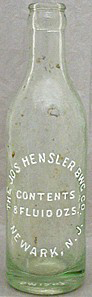 THE JOSEPH HENSLER BREWING COMPANY EMBOSSED BEER BOTTLE