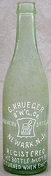 G. KRUEGER BREWING COMPANY EMBOSSED BEER BOTTLE