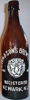 LYON & SONS BREWING COMPANY EMBOSSED BEER BOTTLE