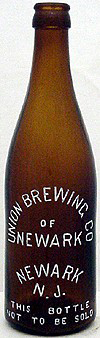 UNION BREWING COMPANY OF NEWARK EMBOSSED BEER BOTTLE