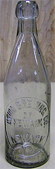 UNION BREWING COMPANY OF NEWARK EMBOSSED BEER BOTTLE