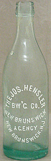 THE JOSEPH HENSLER BREWING COMPANY EMBOSSED BEER BOTTLE