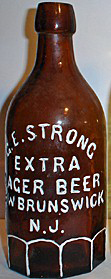 G. E. STRONG EXTRA LAGER BEER EMBOSSED BEER BOTTLE