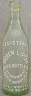 ANDREW LIPTAK BEER BOTTLER EMBOSSED BEER BOTTLE