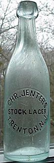 CHRISTIAN JENTER'S STOCK LAGER EMBOSSED BEER BOTTLE