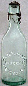 KERNS AND MEYER WEISS BEER EMBOSSED BEER BOTTLE