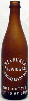 JOSEPH LAURER BREWING COMPANY EMBOSSED BEER BOTTLE