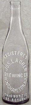 JOSEPH LAURER BREWING COMPANY EMBOSSED BEER BOTTLE