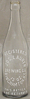 JOSEPH LAURER BREWING COMPANY EMBOSSED BEER BOTTLE