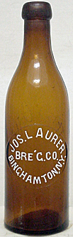 JOSEPH LAURER BREWING COMPANY EMBOSSED BEER BOTTLE