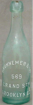 BRUNNEMER & COMPANY LAGER BEER EMBOSSED BEER BOTTLE