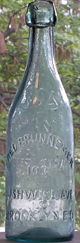 FRED BRUNNEMER LAGER BEER EMBOSSED BEER BOTTLE