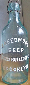 CREEDMOOR BEER EMBOSSED BEER BOTTLE