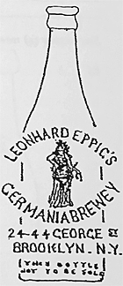 LEONARD EPPIG'S GERMANIA BREWERY EMBOSSED BEER BOTTLE