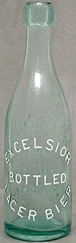 EXCELSIOR BOTTLED LAGER BIER EMBOSSED BEER BOTTLE