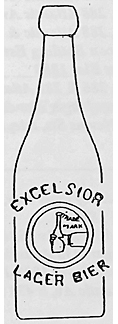 EXCELSIOR BOTTLED LAGER BIER EMBOSSED BEER BOTTLE