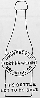 FORT HAMILTON BREWING COMPANY EMBOSSED BEER BOTTLE