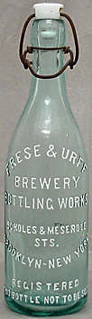 THE FRESE & URFF BREWERY EMBOSSED BEER BOTTLE