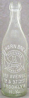 GOLDEN HORN BREWING COMPANY EMBOSSED BEER BOTTLE