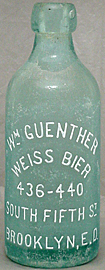 WILLIAM GUENTHER WEISS BIER EMBOSSED BEER BOTTLE