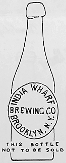 INDIA WHARF BREWING COMPANY EMBOSSED BEER BOTTLE