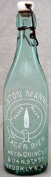 ANTON MANNEL LAGER BIER EMBOSSED BEER BOTTLE