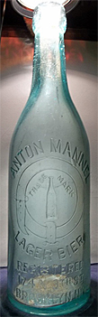 ANTON MANNEL LAGER BIER EMBOSSED BEER BOTTLE