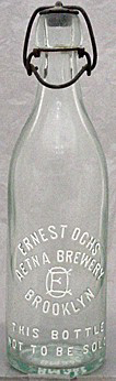 ERNST OCHS AETNA BREWERY EMBOSSED BEER BOTTLE