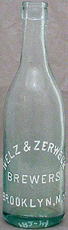 WELZ & ZERWECK BREWERS EMBOSSED BEER BOTTLE