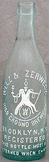 WELZ & ZERWECK HIGH GROUND BREWERY EMBOSSED BEER BOTTLE