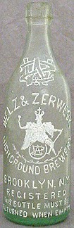 WELZ & ZERWECK HIGH GROUND BREWERY EMBOSSED BEER BOTTLE