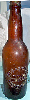 WELZ & ZERWECK HIGH GROUND BREWERY EMBOSSED BEER BOTTLE