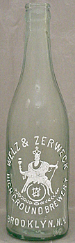 WELZ & ZERWECK HIGH GROUND BREWERY EMBOSSED BEER BOTTLE