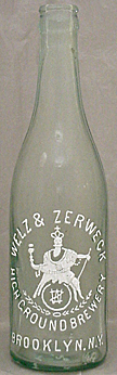 WELZ & ZERWECK HIGH GROUND BREWERY EMBOSSED BEER BOTTLE