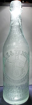 WELZ & ZERWECK HIGH GROUND BREWERY EMBOSSED BEER BOTTLE