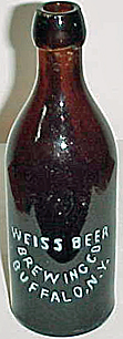 WEISS BEER BREWING COMPANY EMBOSSED BEER BOTTLE