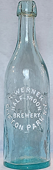 R. WERNER HALF MOON BREWERY EMBOSSED BEER BOTTLE