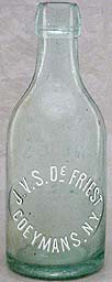 J. V. S. DeFRIEST WEISS BIER EMBOSSED BEER BOTTLE