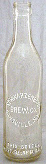 SCHWARZENBACH BREWING COMPANY EMBOSSED BEER BOTTLE