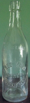 FRED KOCH BREWERY EMBOSSED BEER BOTTLE